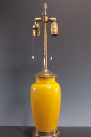 Chinese Export Bronze Mounted Yellow Lamp