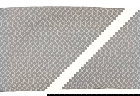 Modern Geometric Wool Carpet 5 x 7-10: Modern geometric warm grey and off white wool carpet with horizontal zig zag pattern 5 x 7-10 From a Greenwich Connecticut Collector