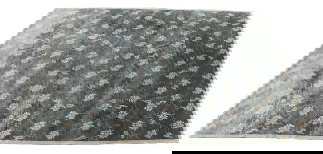 Tufenkian Tibetan Wool Carpet  10 x 13-3: Tufenkian Tibetan wool carpet , green floral throughout, hand knotted senneh style loop, abrash 10 x 13-3 From a Greenwich Connecticut Collector