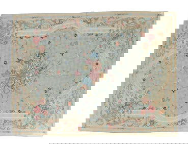 Kashmiri Crewelwork Embroidered Wool Rug, 4x6