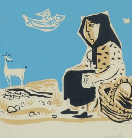 Continental School - Woman & Goat Print