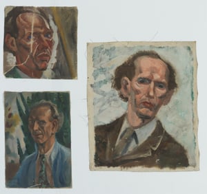 C. Bertram Hartman - 3 Self Portraits - O/C