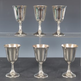 Six Stieff Sterling Silver Goblets