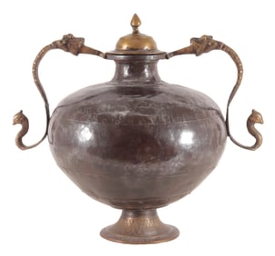 North Indian Bronze & Iron Storage Vessel, 19th C
