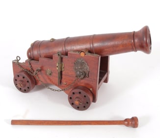 Brass Mounted Wood Cannon Model