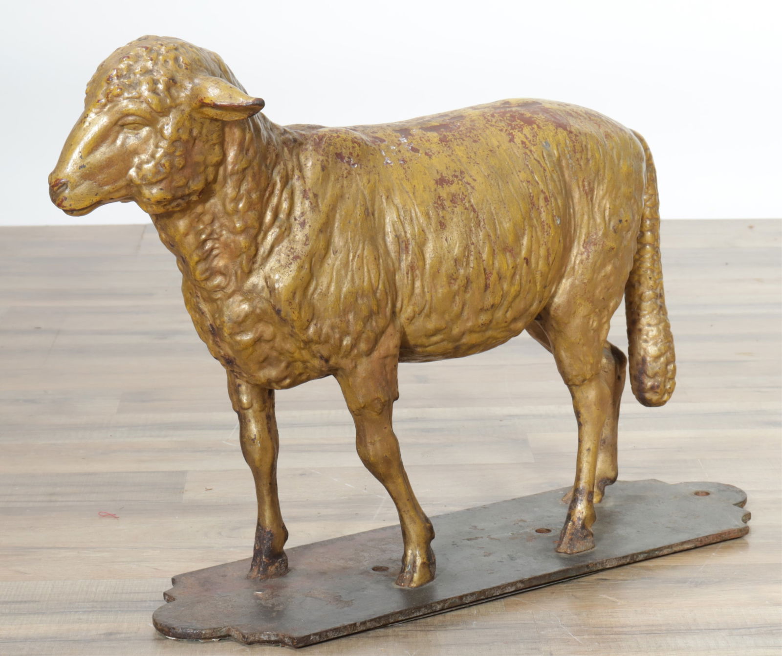 19th C Gold Painted Cast Iron Sheep Sculpture (1 of 5)