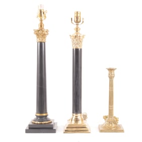 Three Classic Columnar Table Lamps