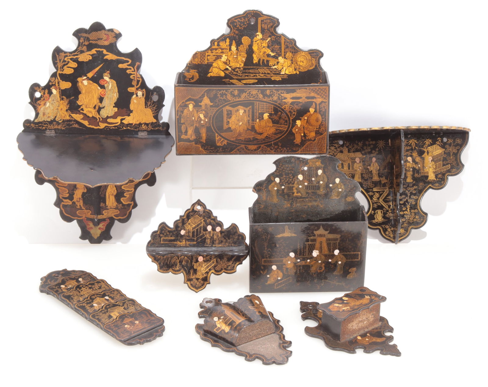Group of Chinoiserie Wall Pockets & Brackets (1 of 6)