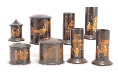 Group of Chinoiserie Vases and Boxes