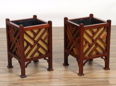 Pair of Chinese Chippendale Style Planters