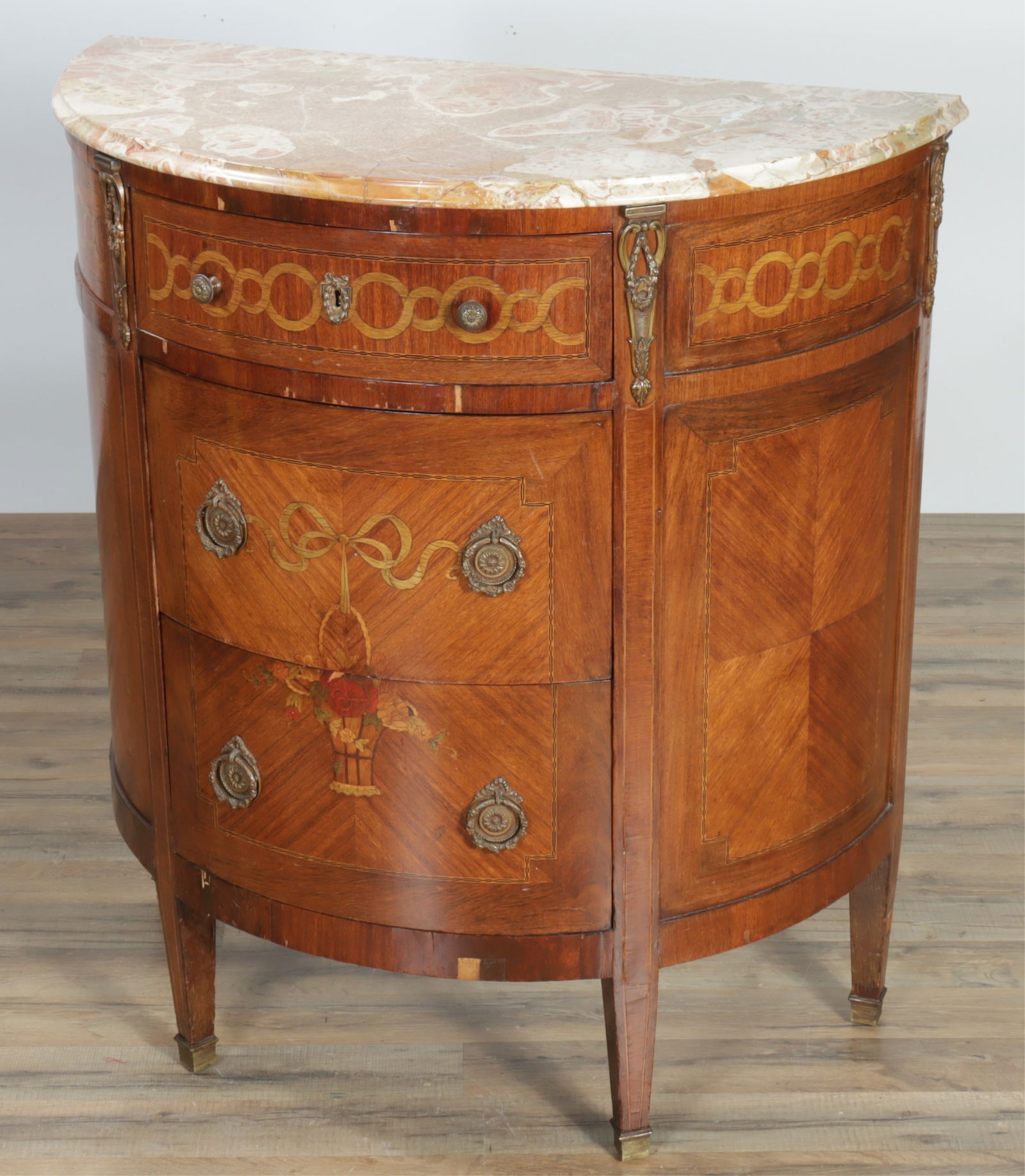 Louis XV Style Marquetry Inlaid Commode (1 of 9)