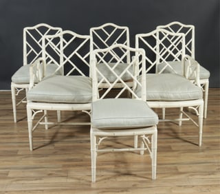 Set of 6 Chippendale Style Faux Bamboo Chairs