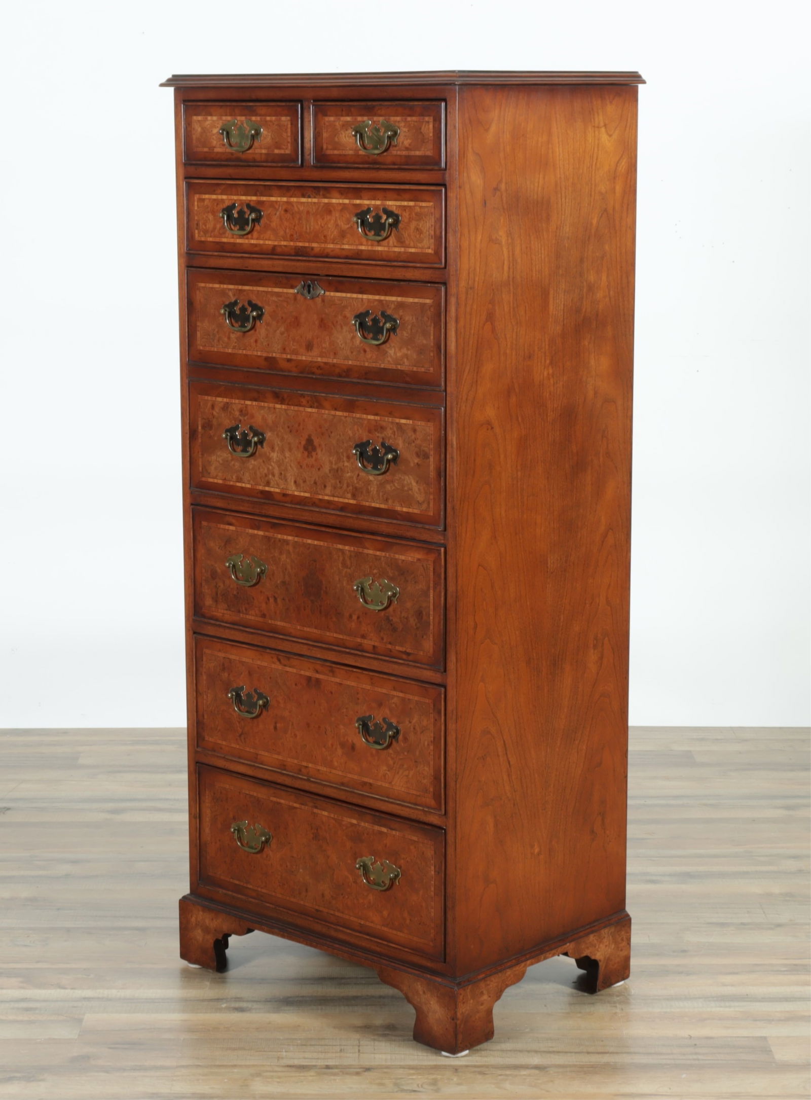 George III Style Inlaid Walnut Secretary Chest (1 of 11)