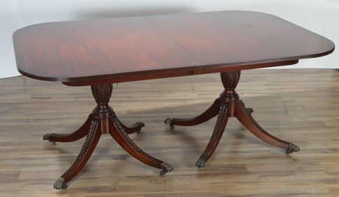 George III Style Mahogany Pedestal Dining Table