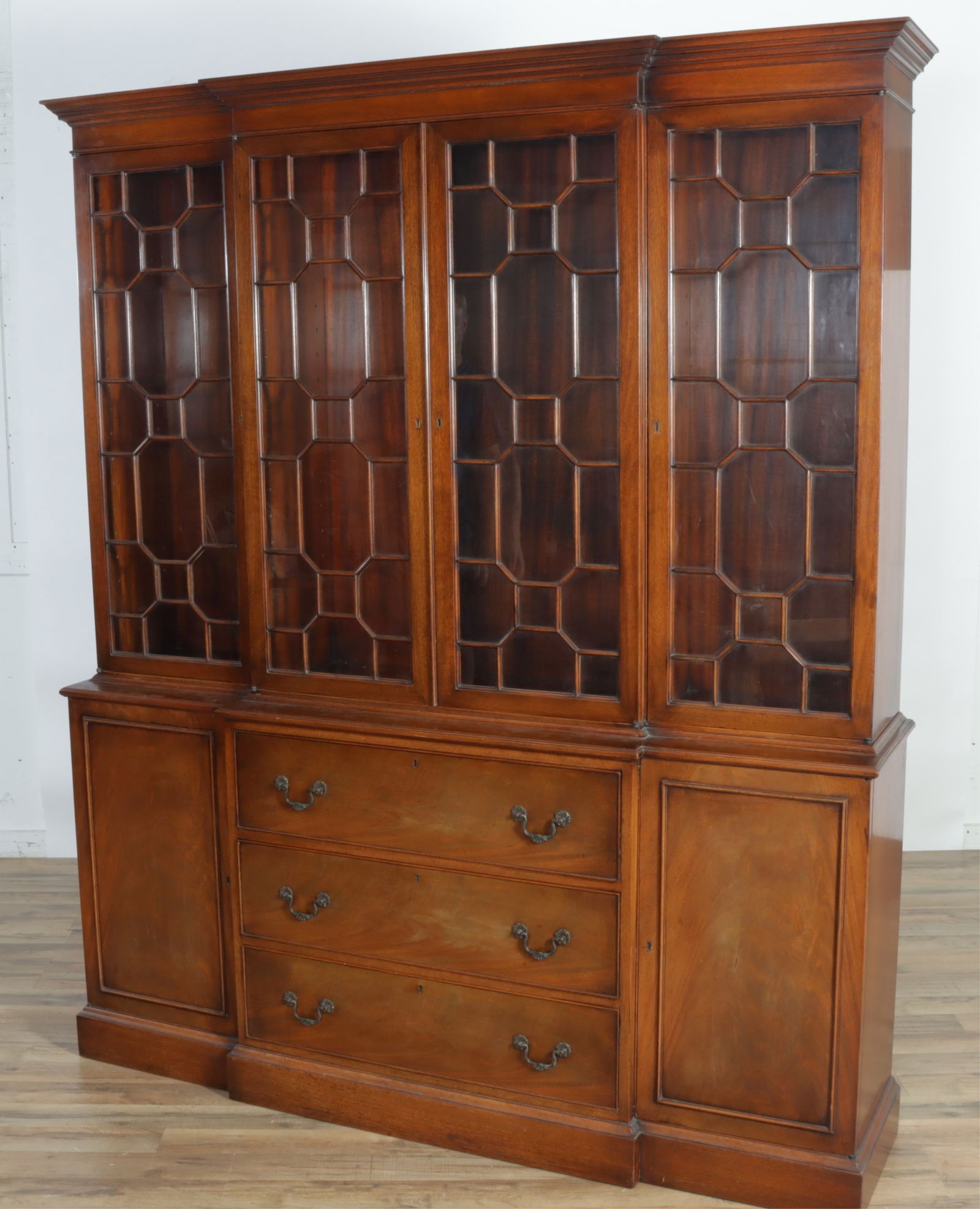 George III Style Mahogany Breakfront Bookcase (1 of 9)