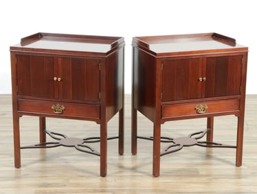 Pair of Baker Mahogany Bedside Cabinets