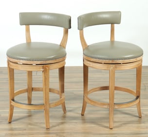 Pair of Provincial Swivel Bar Stools
