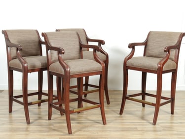 Four Hancock Moore Regency Style Bar Chairs