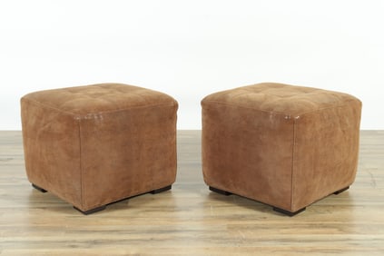 Pair of Hancock & Moore Suede Stools