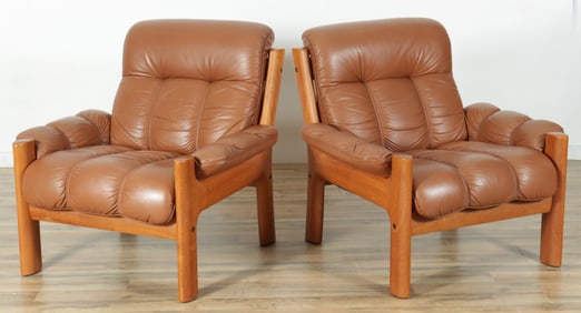 Pair of Ekornes Teak & Leather Armchairs