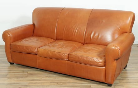 Art Deco Style Leather Sleeper Sofa