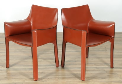 Pair Mario Bellini for Cassina Leather Armchairs