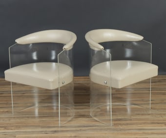 Pair of Milo Baughman Style Acrylic Tub Chairs