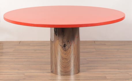 1970's Orange Formica & Chrome Breakfast Table