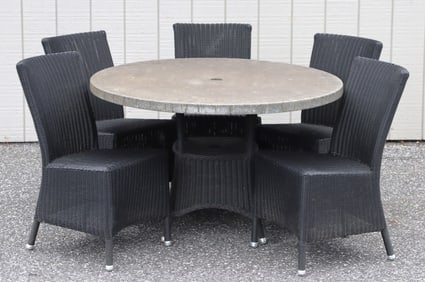 Cane-line Outdoor Round Dining Table & Side Chairs