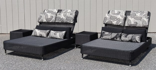 Pr. Cane-line Outdoor Chaise Chairs & Tables