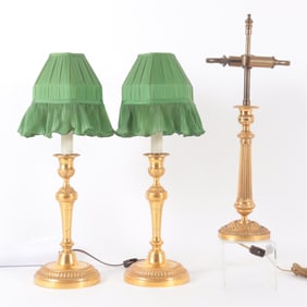 Pair Neoclassical Candlestick Lamps