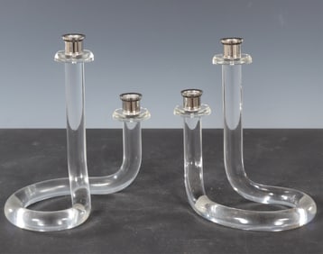 Pair Dorothy Thorpe Lucite Candlesticks