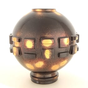Robert Lallemant Gilt Brown Glazed Sphere Vase