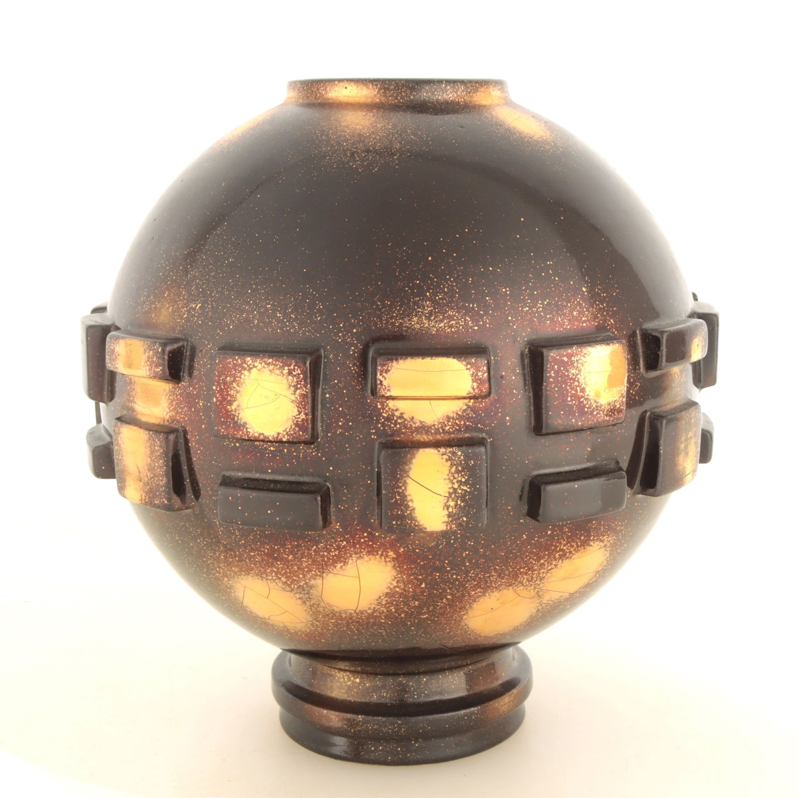 Robert Lallemant Gilt Brown Glazed Sphere Vase (1 of 5)