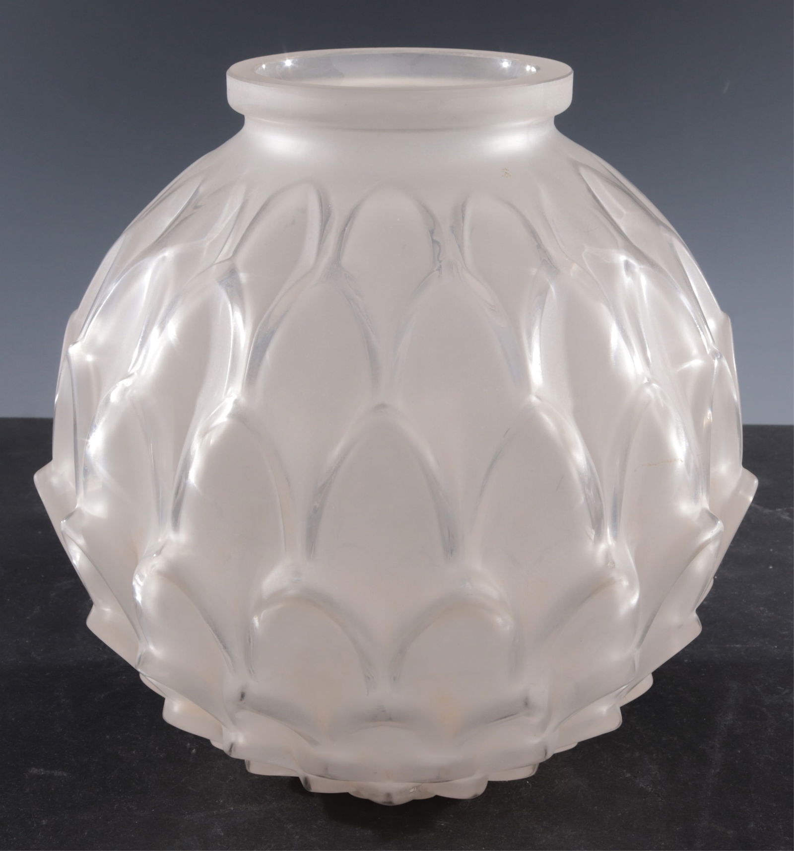 Pierre D'Avesn Frosted Glass Artichoke Vase: Pierre D'Avesn Frosted Glass Artichoke Vase8.75" H