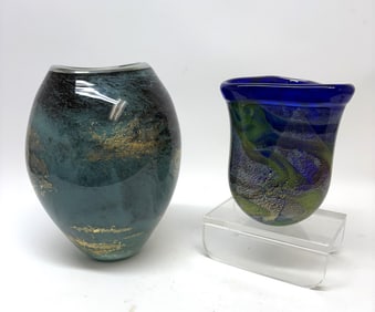 Two Contemporary Art Glass Vases