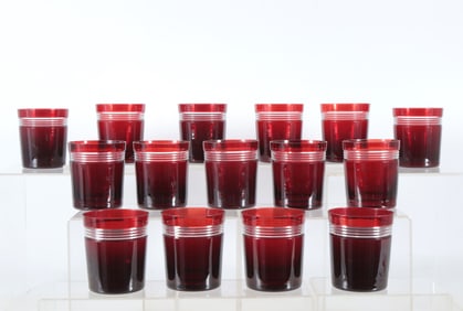 Group of 15 Ralph Lauren Ruby Glass Tumblers