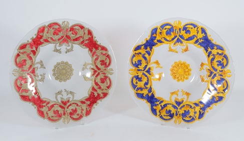 2 Versace Style Opaque Glass Centerpiece Charges