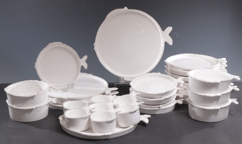 Vietri White Glazed Fish Set