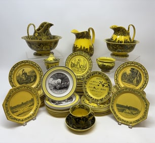 Group of Yellow Creil Dinnerware, 91 pcs