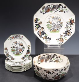 Group Wedgwood Eastern Flowers Octagonal Pottery