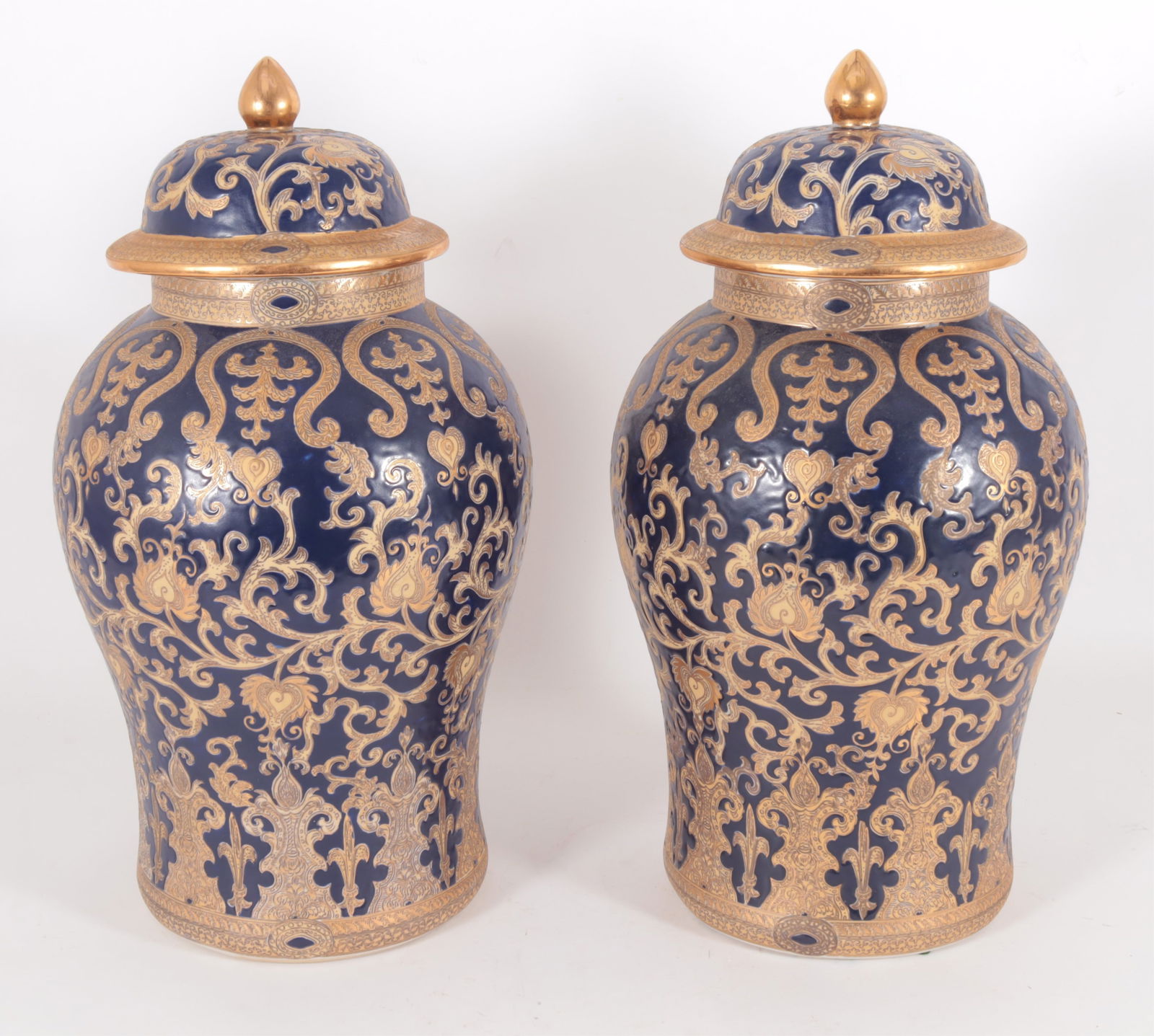 Pair Decorative Asian Ginger Jars (1 of 6)