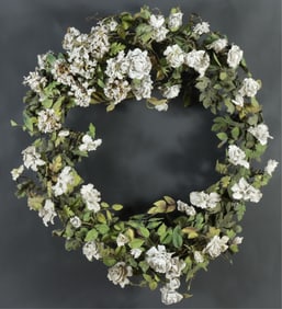 Tole and Porcelain Rosebud Wreath Mirror