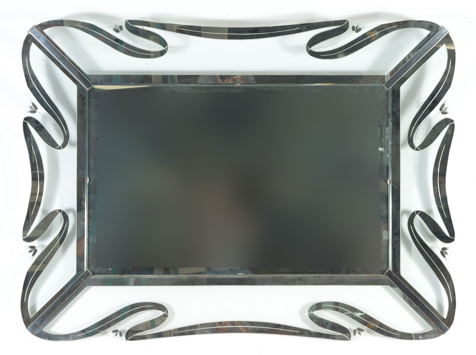 Mid-Century Modern Chrome Etched Mirror (1 of 5)