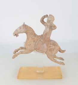 Chinese Tang Pottery Polo Player on Horse