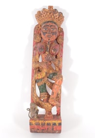 Southeast Asian Carved Painted Deity