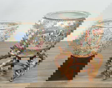 Two Chinese Qianlong Style Famille Rose Fish Bowls