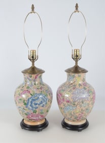 Pair of Chinese Style Porcelain Lamps