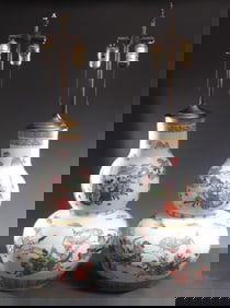 Pair of Chinese Kanxi Style Porcelain Lamps