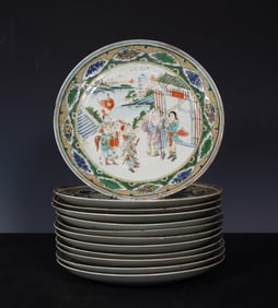 Group of Chinese Famille Verte Porcelains